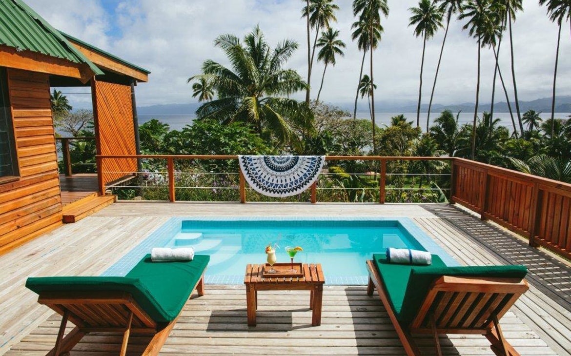 Daku Resort plunge pool with rug