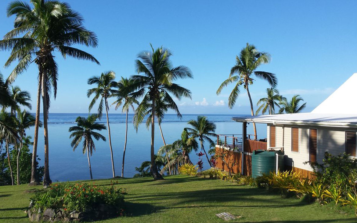 A view of the grounds at Island Breeze, Savusavu.