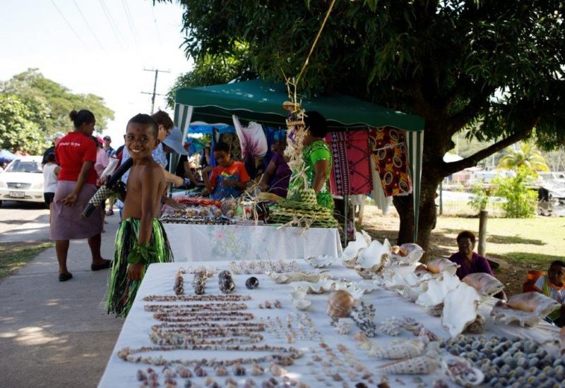 An assortment of locally made goods on sale in Savusavu, Fiji.