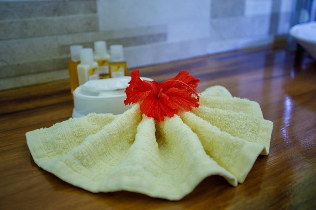 Assorted massage and beauty products prepared for treatment.