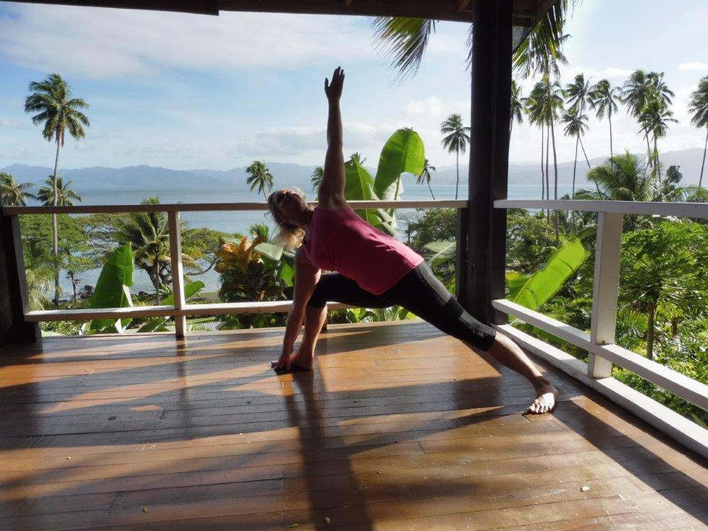 A yoga class in progress at Daku Resort, Savusavu.
