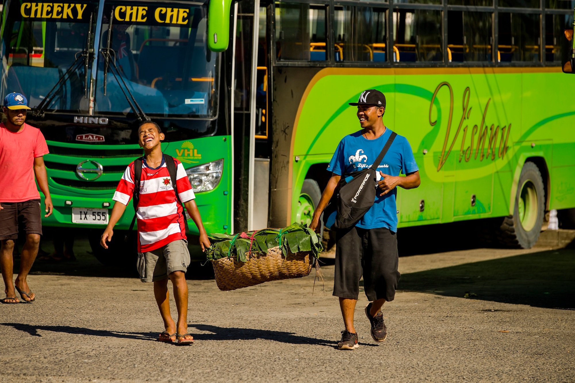 Locals in transit at the Savusavu bus terminal.